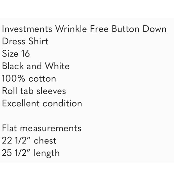 Investments Button Down Dress Shirt EUC Size 16 - Picture 2 of 9